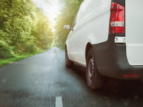 a delivery van on the road