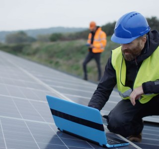 Working on installing solar panels