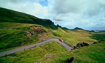 Driving in a scenic landscape