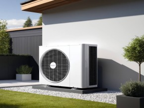 an image of a heat pump operating outside a building