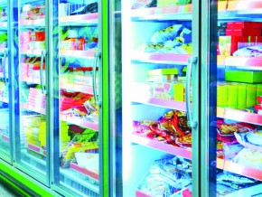 a fridge in a supermarket