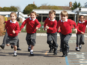 Children playing is a school playground