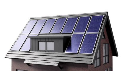 House illustration with solar panels on the roof