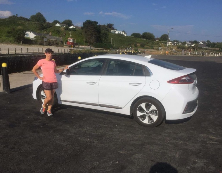 Nicky Deacon with her Electric Vehicle