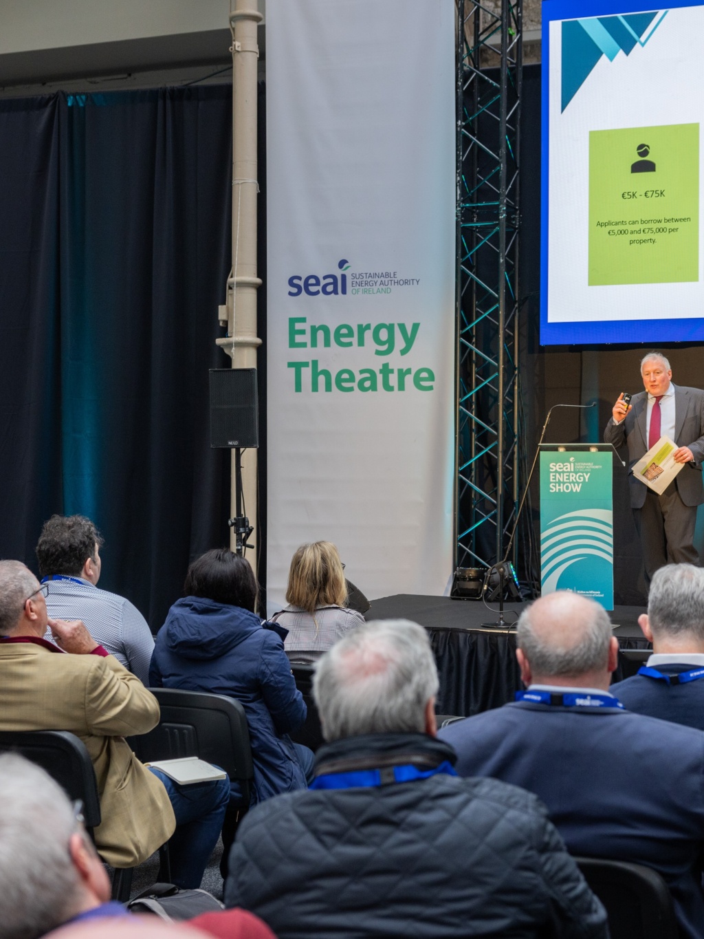 Exhibitor speaking at the Energy Theatre