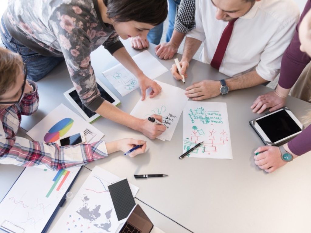 A group of people planning a project