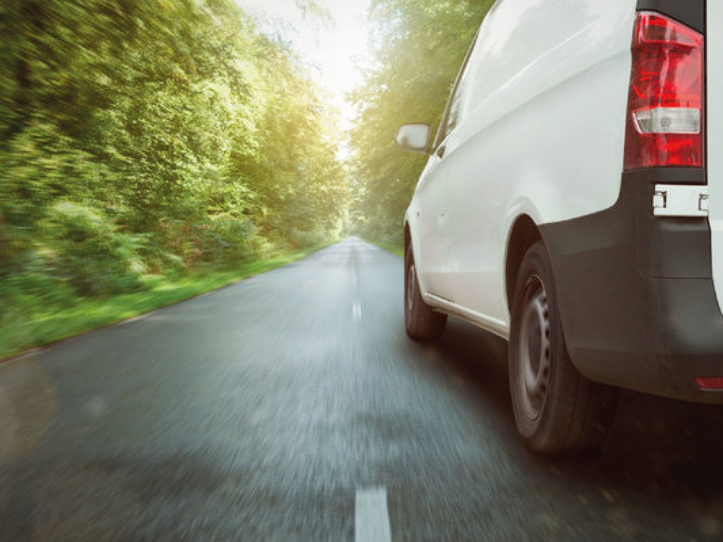 a delivery van on the road