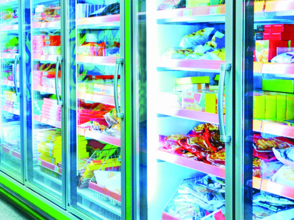 a fridge in a supermarket