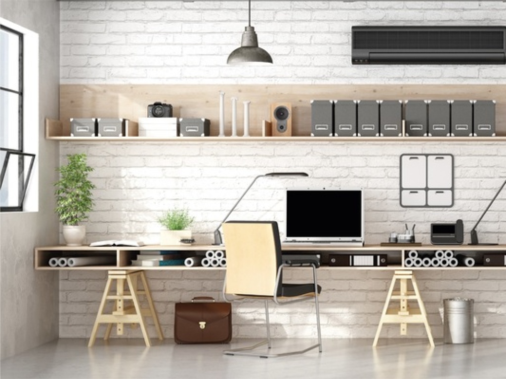 an office with various types of office furniture